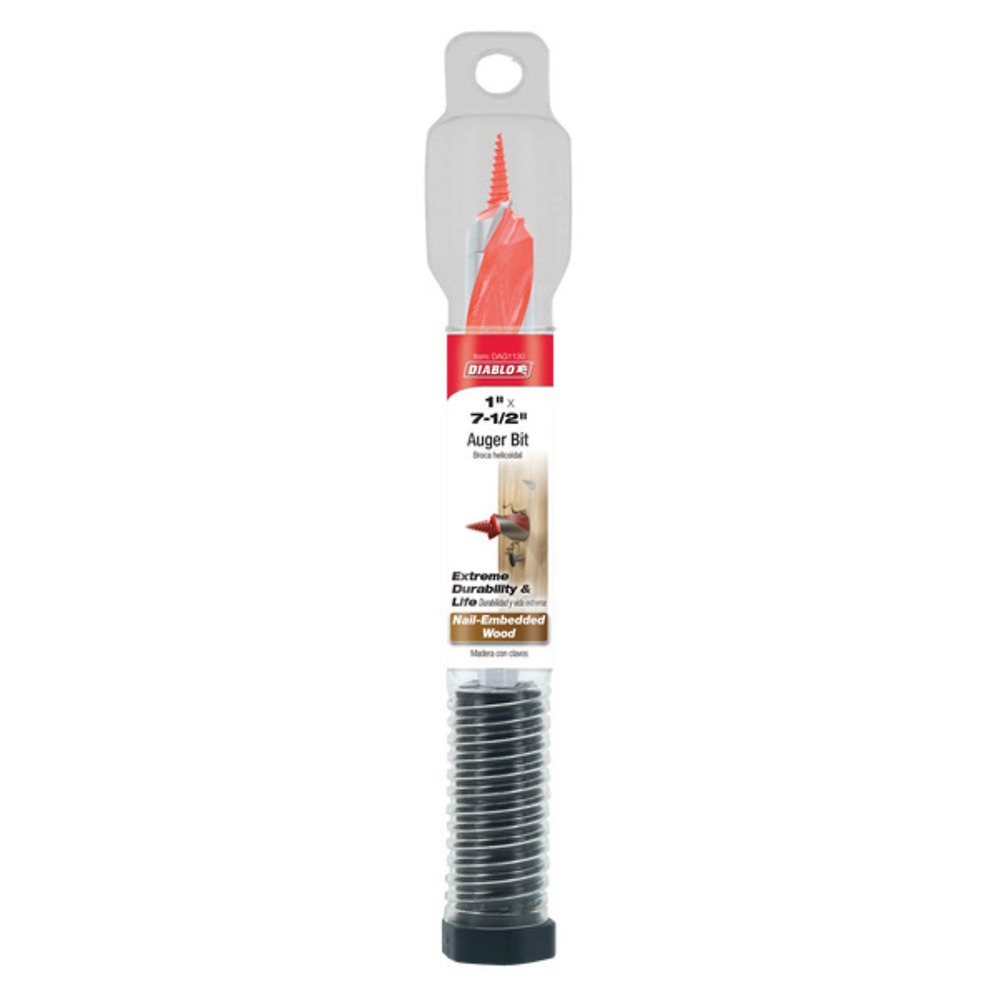 Diablo Tools, 1in. x 7-1/2in. Auger Bit Wood Nail-Embedded Wood, Size (SAE) 1 in, Included (qty.) 1 Model# DAG1130